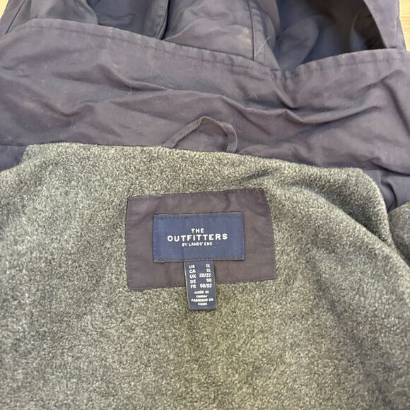 Lands' End Jacket Mens 1X Navy Blue Full Zip Hooded Lined Midnight - Picture 3 of 9